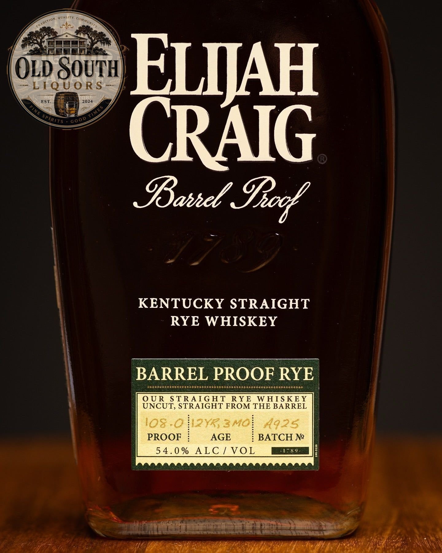 Elijah Craig Barrel Proof Rye Whiskey – 54% ABV (108.0 Proof)