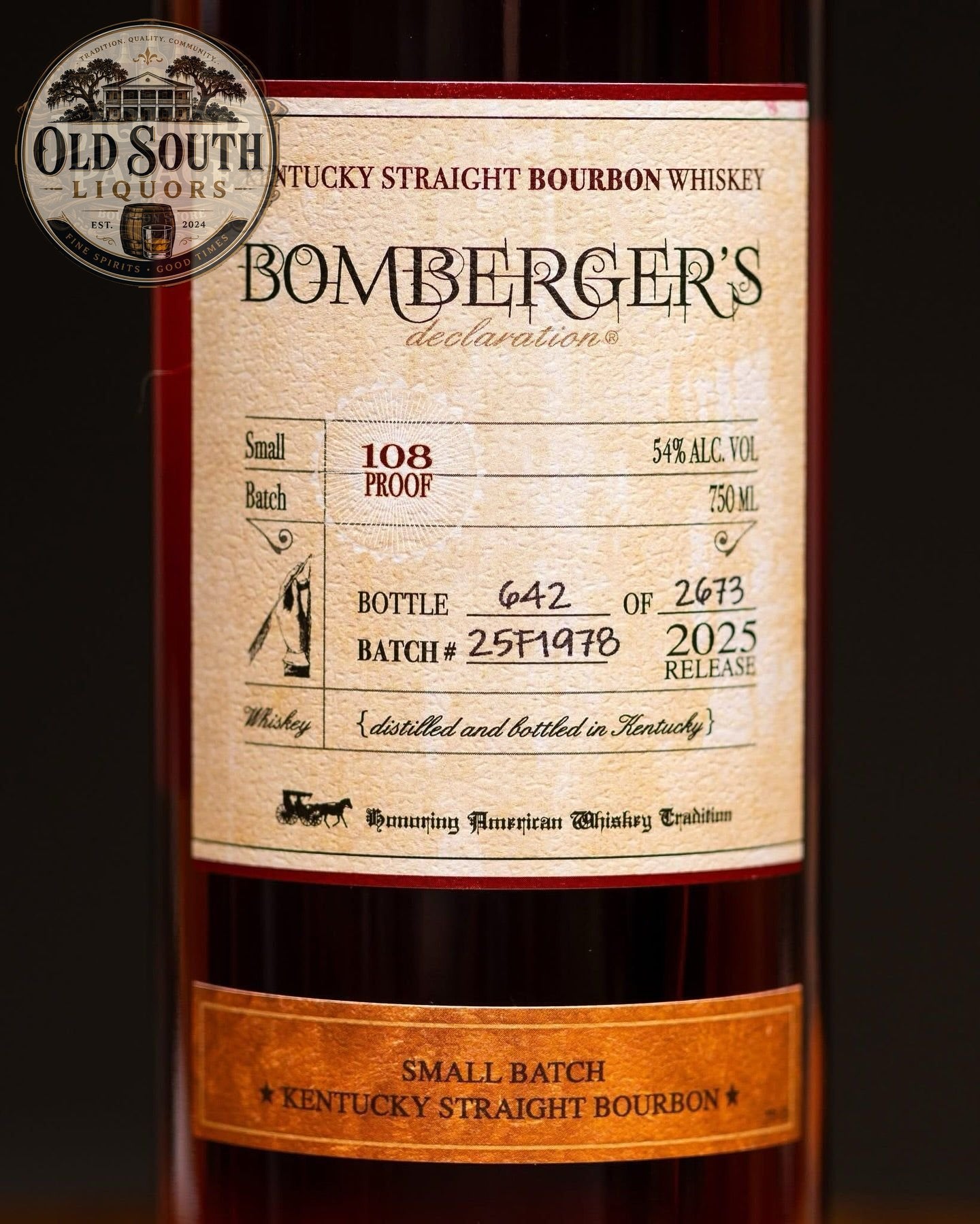 Bomberger’s Declaration 2025 Release – 54% ABV (108 Proof)